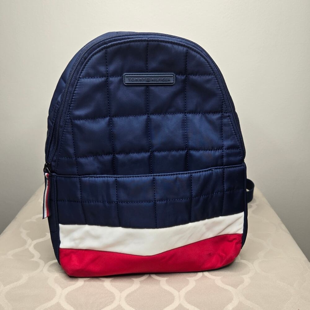Tommy Hilfiger Navy Blue White and Red Backpack Size 14x12x4in